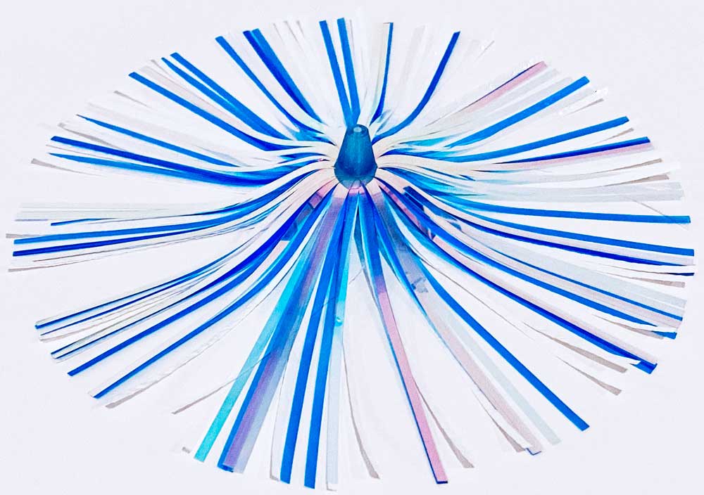 Mylar Duster Lure 4.5" Blue Cotton Candy White Crinkle - Offshore Trolling Lure for Sailfish, Mahi & Wahoo