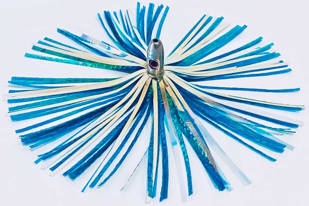 Mylar Duster Lure 4.5" Gold Green Crinkle 1oz Lead Head - Weighted Offshore Trolling Lure for Mahi, Wahoo & King Mackerel