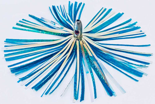 Mylar Duster Lure 4.5" Gold Green Crinkle 1oz Lead Head - Weighted Offshore Trolling Lure for Mahi, Wahoo & King Mackerel