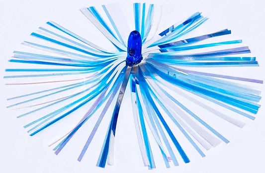 Mylar Duster Lure 4.5" Cotton Candy Blue White 1oz Lead Head - Weighted Offshore Trolling Lure for Sailfish, Mahi & Wahoo