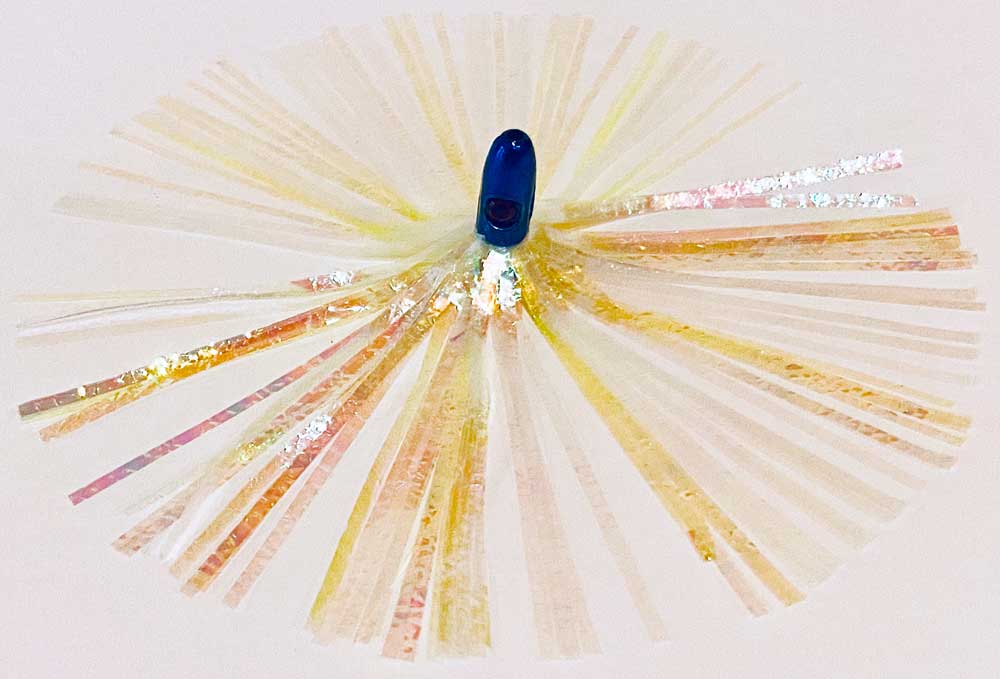 Mylar Duster Lure 4.5" Chartreuse Pearl Crinkle 1oz Blue Lead Head - Weighted Offshore Trolling Lure for Mahi, Sailfish & Wahoo