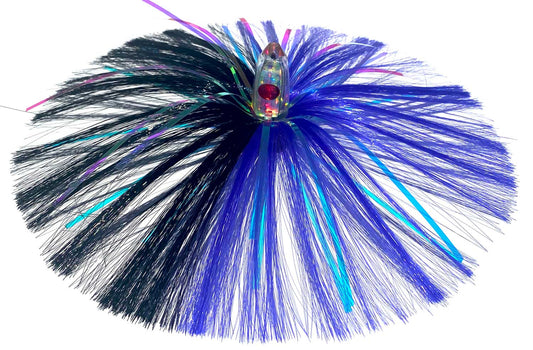 1oz HooSkull Mirror Head Witch Hair Trolling Lure – Purple/Black & Mylar
