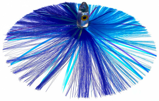 1oz HooSkull Mirror Head Witch Hair Trolling Lure – Purple/Electric Blue & Mylar