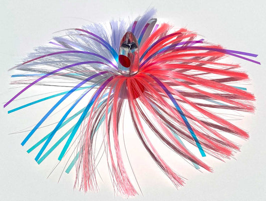 1oz HooSkull Mirror Head Witch Hair Trolling Lure – Pink/White & Mylar