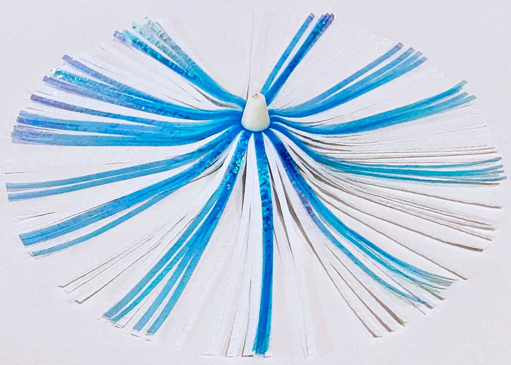 Mylar Duster Lure 4.5" Teal Blue White Crinkle Holographic - Offshore Trolling Lure for Sailfish, Mahi & King Mackerel