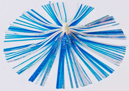 Mylar Duster Lure 4.5" Blue Pearl Crinkle - Offshore Trolling Lure for King Mackerel, Mahi & Sailfish
