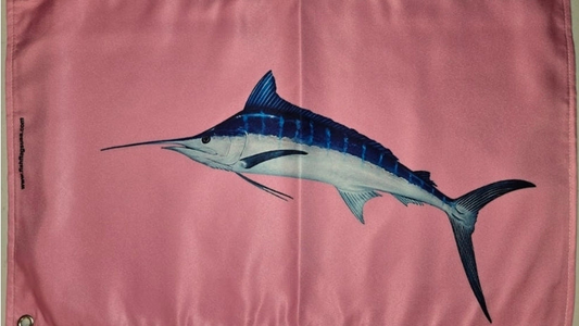 Lady angler More-Realistic blue marlin catch flag