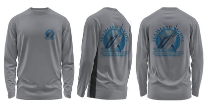 Custom fishing shirt without hood, UPF 50 with line art